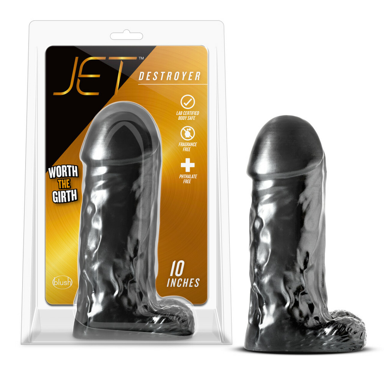 Реалистично дилдо с тестиси, Разрушителят, 25,4см. – Jet Destroyer Carbon