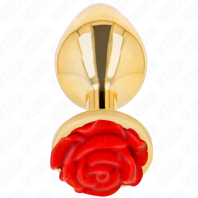 Метален анален плъг с червена роза, 10,2см. – Kink Plug Rose Gold