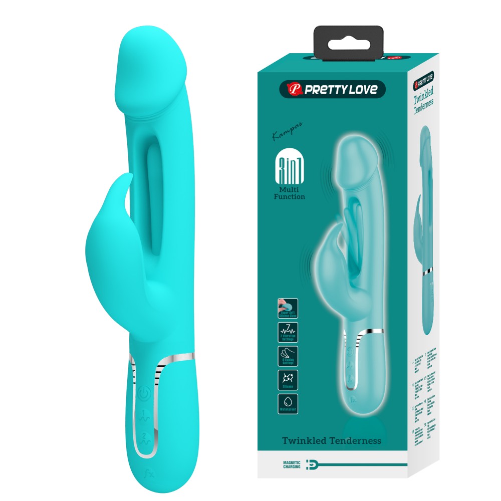 Вибратор с люлеещ се език и два мотора, 23,2см. – Pretty Love Kampas 2