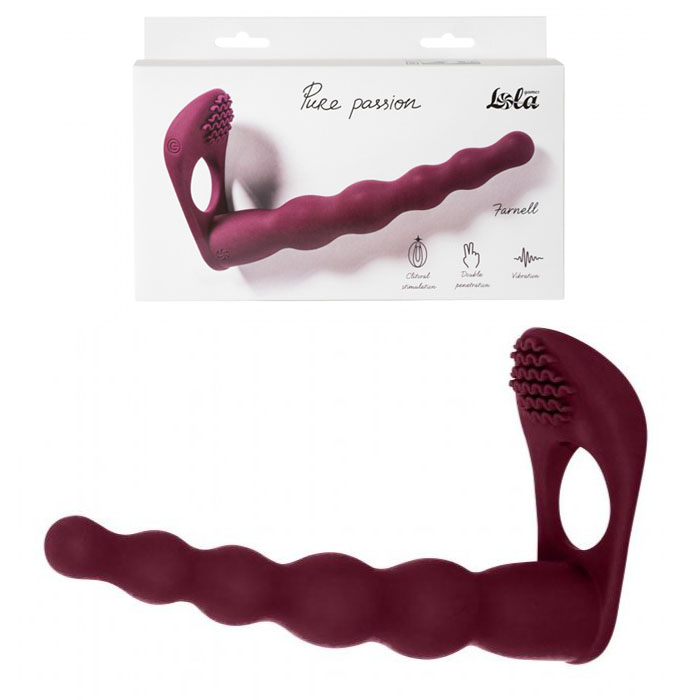 Вибриращ стимулатор за двойно проникване, 17см. – Pure Passion Farnell Red