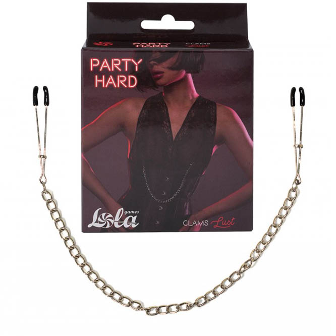 Скоби за зърна с метална верига, стилна стимулация – Party Hard Lust
