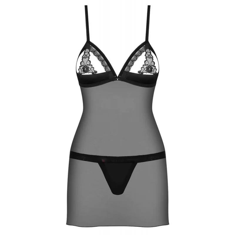 полупрозрачна нощница и прашки - 865-CHE-1 L/XL - на супер цена в Passion.bg — 2