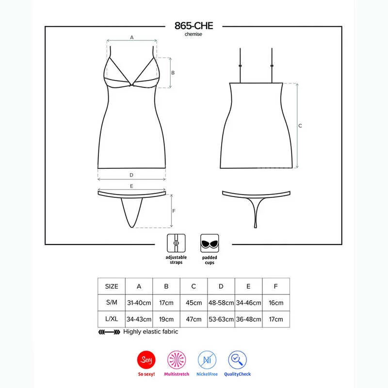 полупрозрачна нощница и прашки - 865-CHE-1 L/XL - на супер цена в Passion.bg — 3