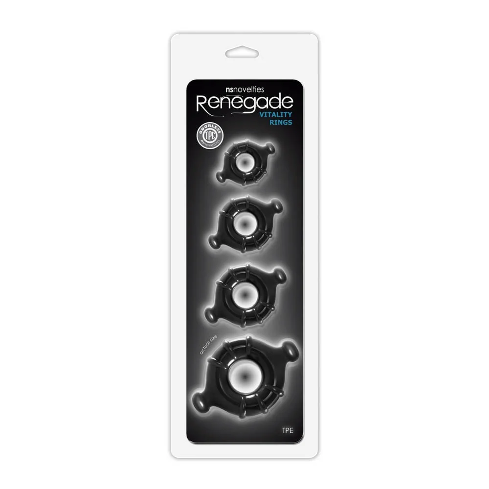 Пенис пръстени с различни размери - Renegade Vitality Rings Black - на супер цена в Passion.bg — 8