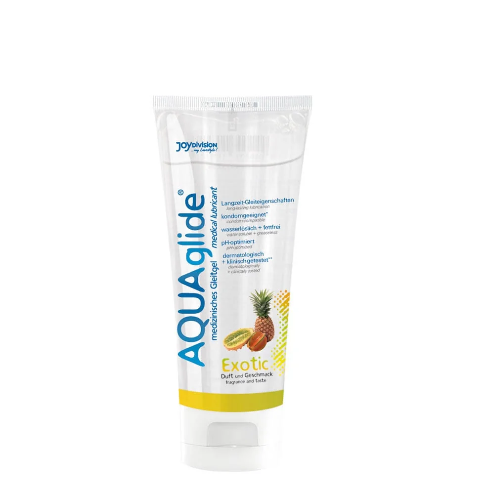 Лубрикант с вкус на екзотични плодове – AQUAglide 100ml на супер цена в Passion.bg