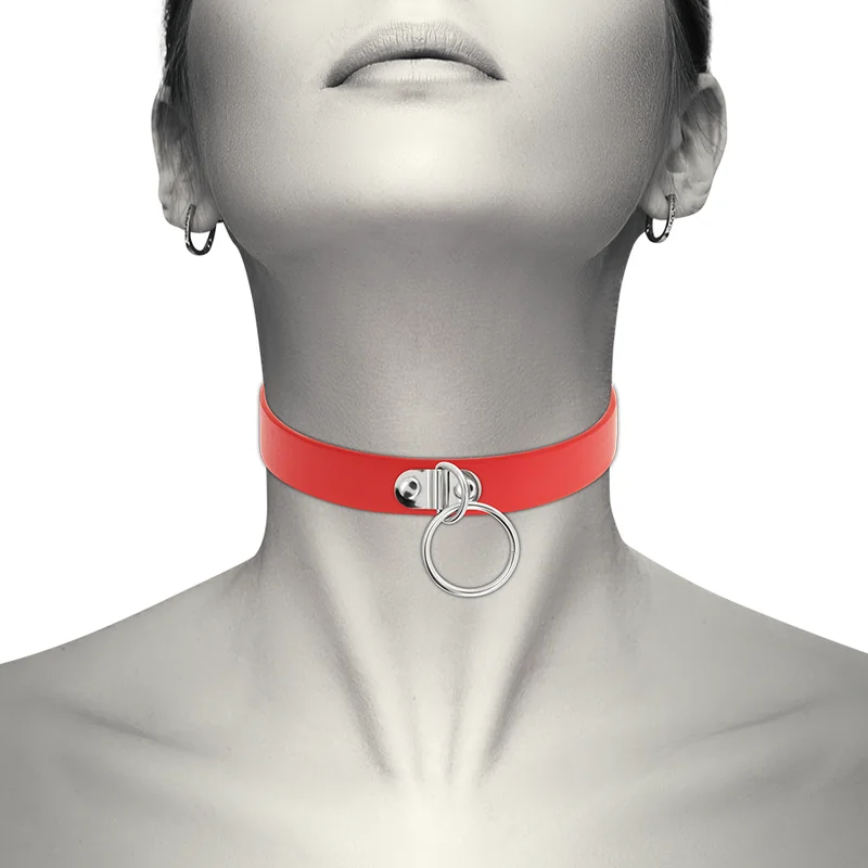 Стилен чокър с метална халка - Desire Choker Fetish Red - на супер цена в Passion.bg — 5