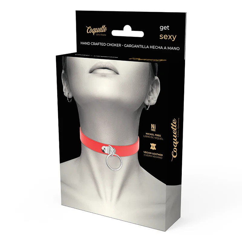 Стилен чокър с метална халка - Desire Choker Fetish Red - на супер цена в Passion.bg — 6