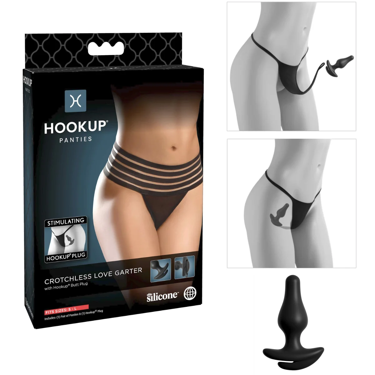 Дамски гащички с анален разширител - Crotchless Love Garter S/M/L на супер цена в Passion.bg