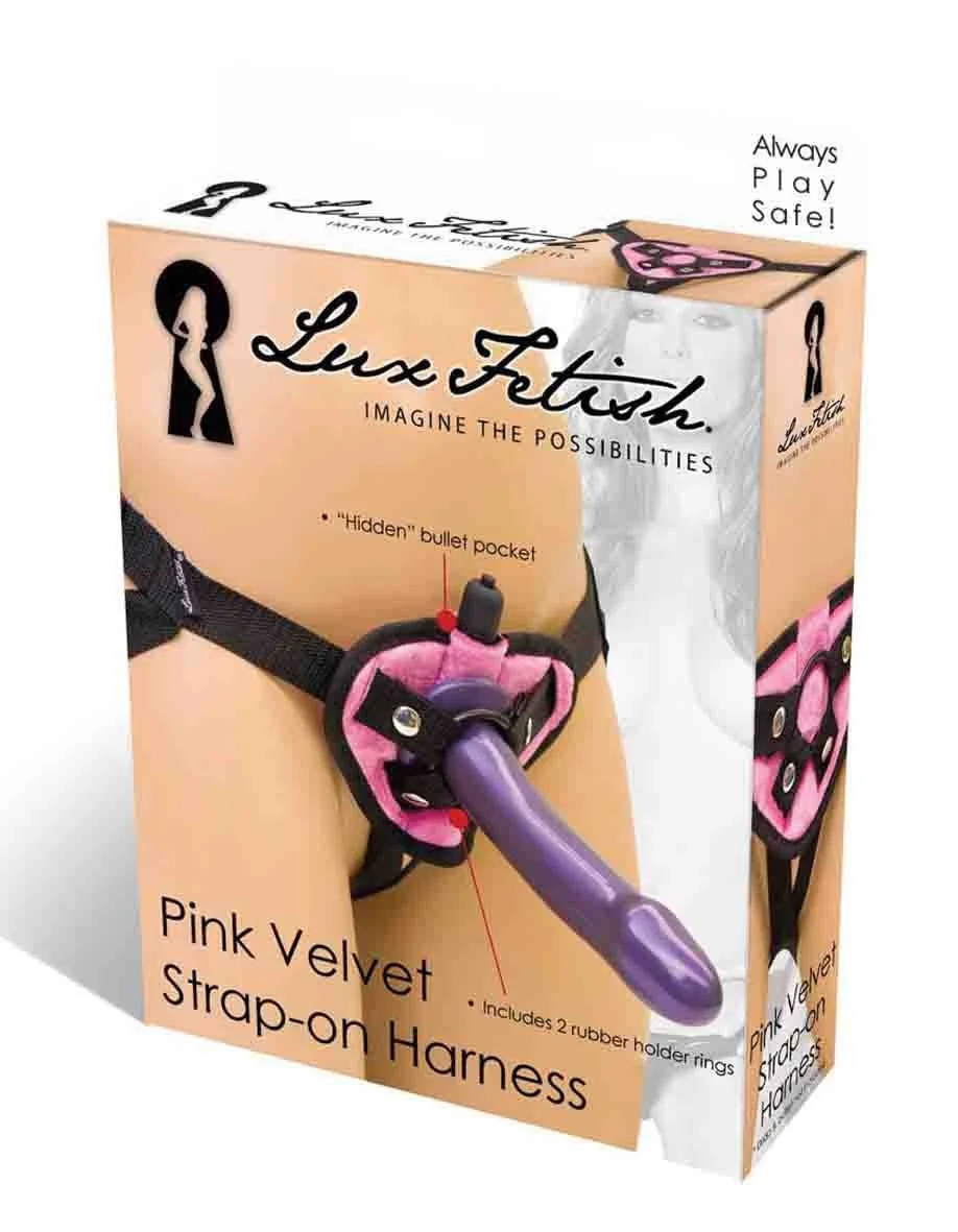 LUX FETISH Pink Velvet Strap-On Harness на супер цена в Passion.bg