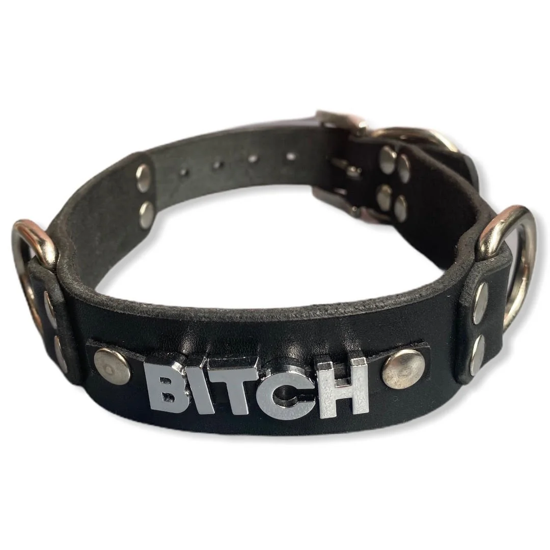 Нашийник от естествена кожа с надпис BITCH – Collar Bitch - на супер цена в Passion.bg — 2