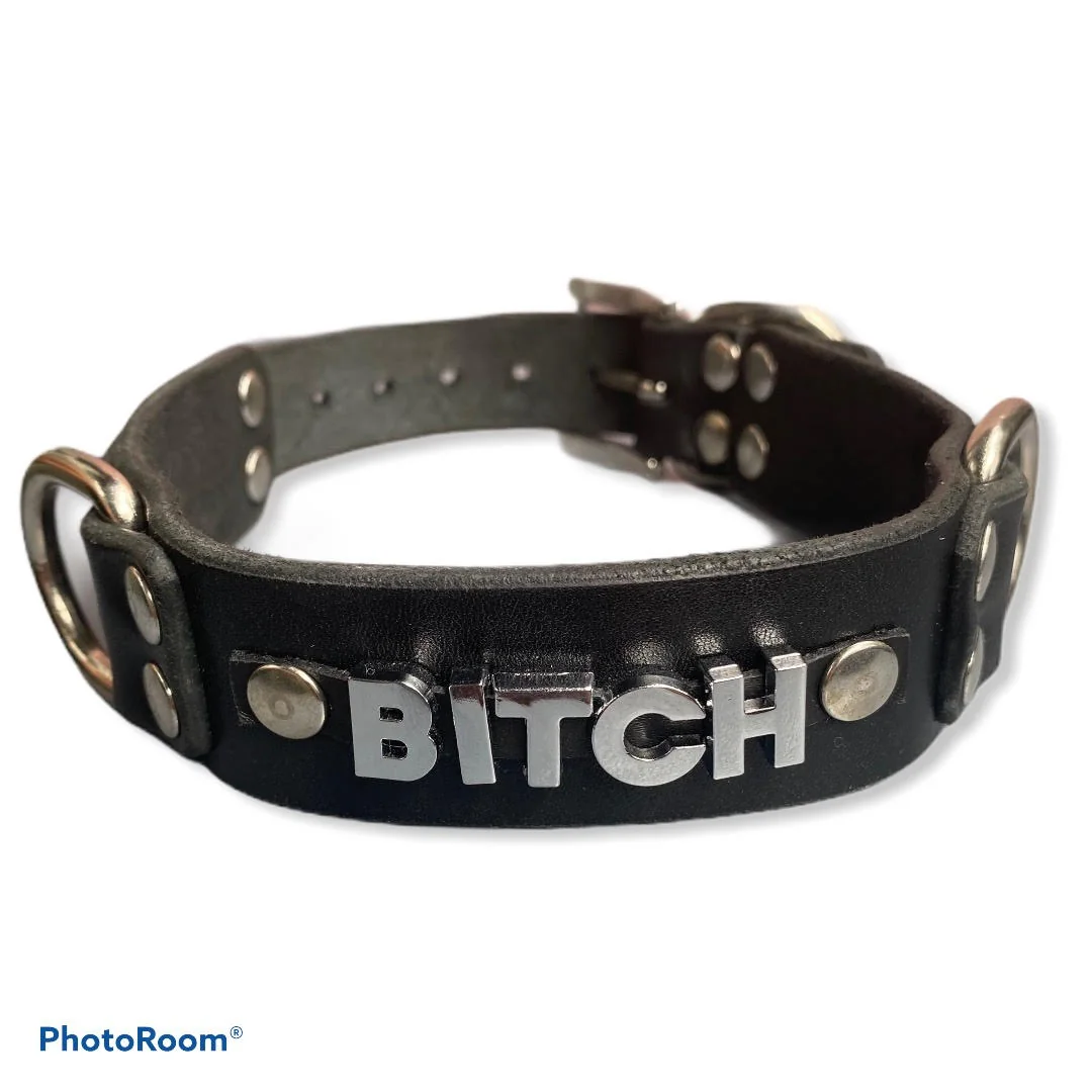 Нашийник от естествена кожа с надпис BITCH – Collar Bitch - на супер цена в Passion.bg — 12