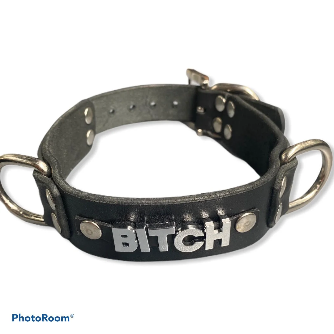 Нашийник от естествена кожа с надпис BITCH – Collar Bitch - на супер цена в Passion.bg — 13