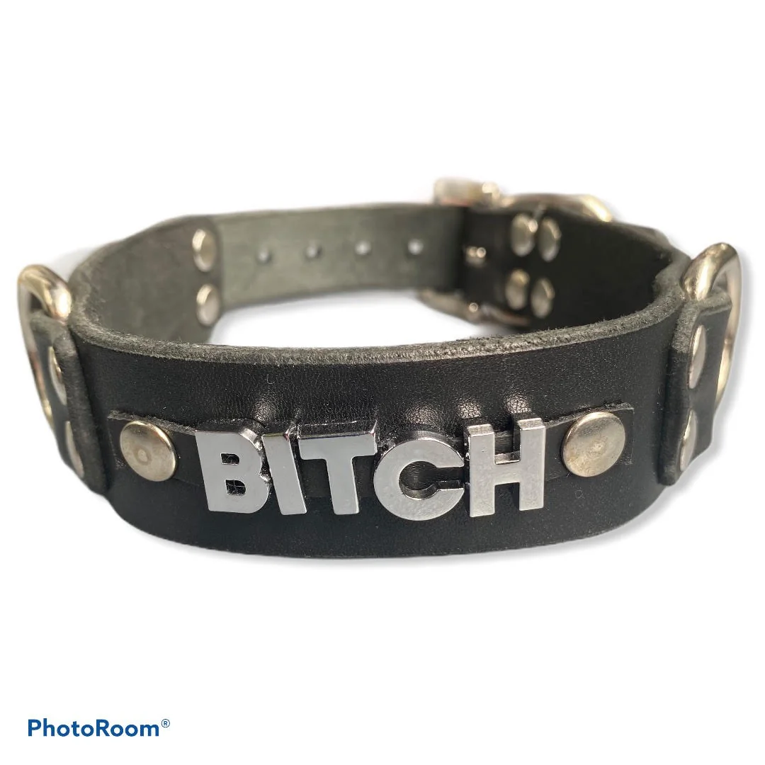 Нашийник от естествена кожа с надпис BITCH – Collar Bitch - на супер цена в Passion.bg — 14