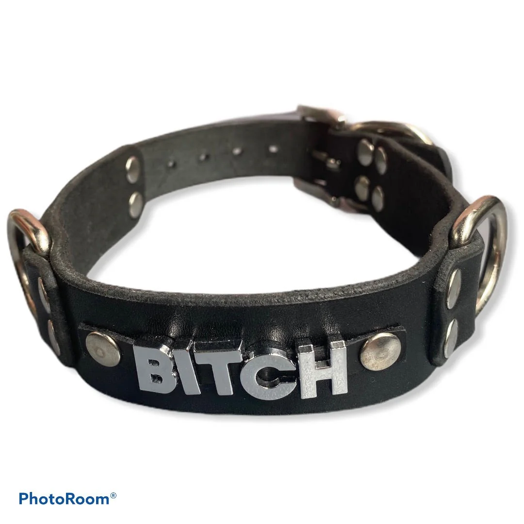 Нашийник от естествена кожа с надпис BITCH – Collar Bitch - на супер цена в Passion.bg — 19