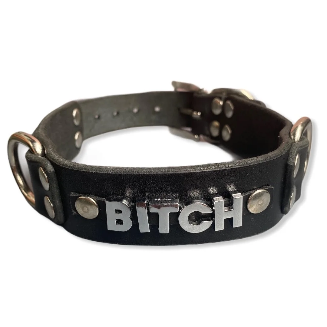 Нашийник от естествена кожа с надпис BITCH – Collar Bitch - на супер цена в Passion.bg — 3