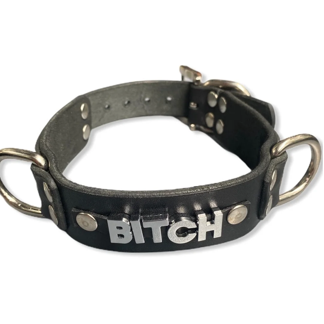 Нашийник от естествена кожа с надпис BITCH – Collar Bitch - на супер цена в Passion.bg — 4