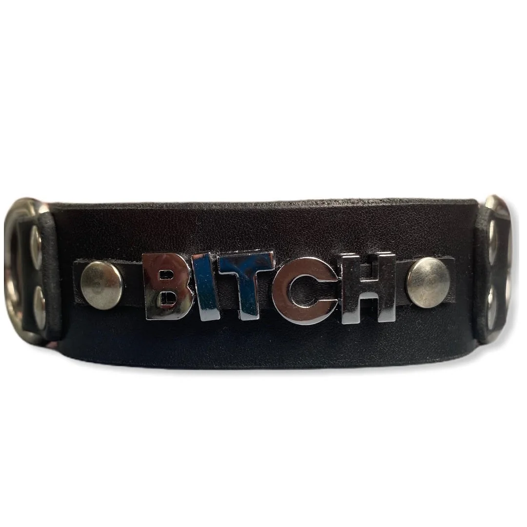 Нашийник от естествена кожа с надпис BITCH – Collar Bitch - на супер цена в Passion.bg — 5