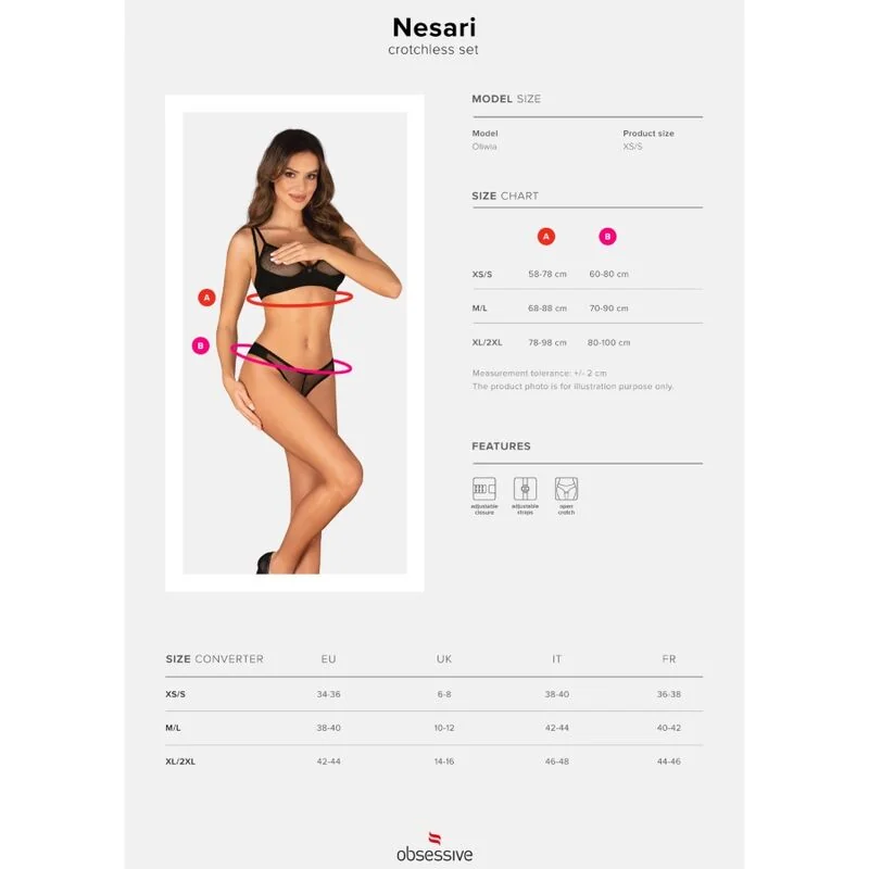 Сутиен и прашки с интимен отвор - Nesari Crotchless Set XS/S - на супер цена в Passion.bg — 5