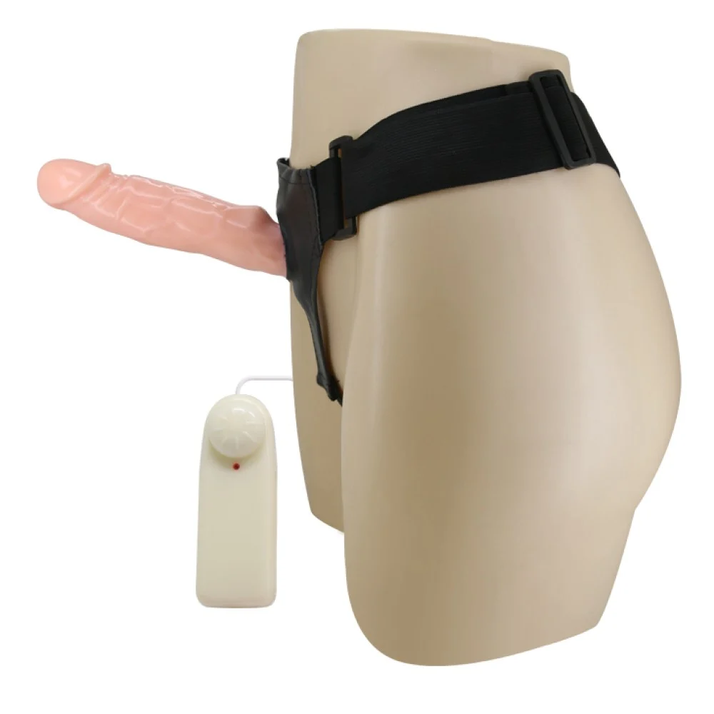 Вибриращ страпон с кухо дилдо, регулируем, 17см. - Baile Jessica Strap-on - Image 3