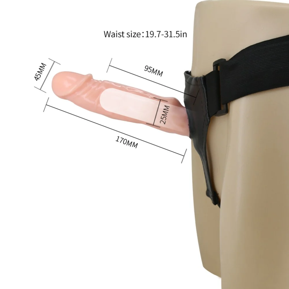 Вибриращ страпон с кухо дилдо, регулируем, 17см. - Baile Jessica Strap-on - Image 4