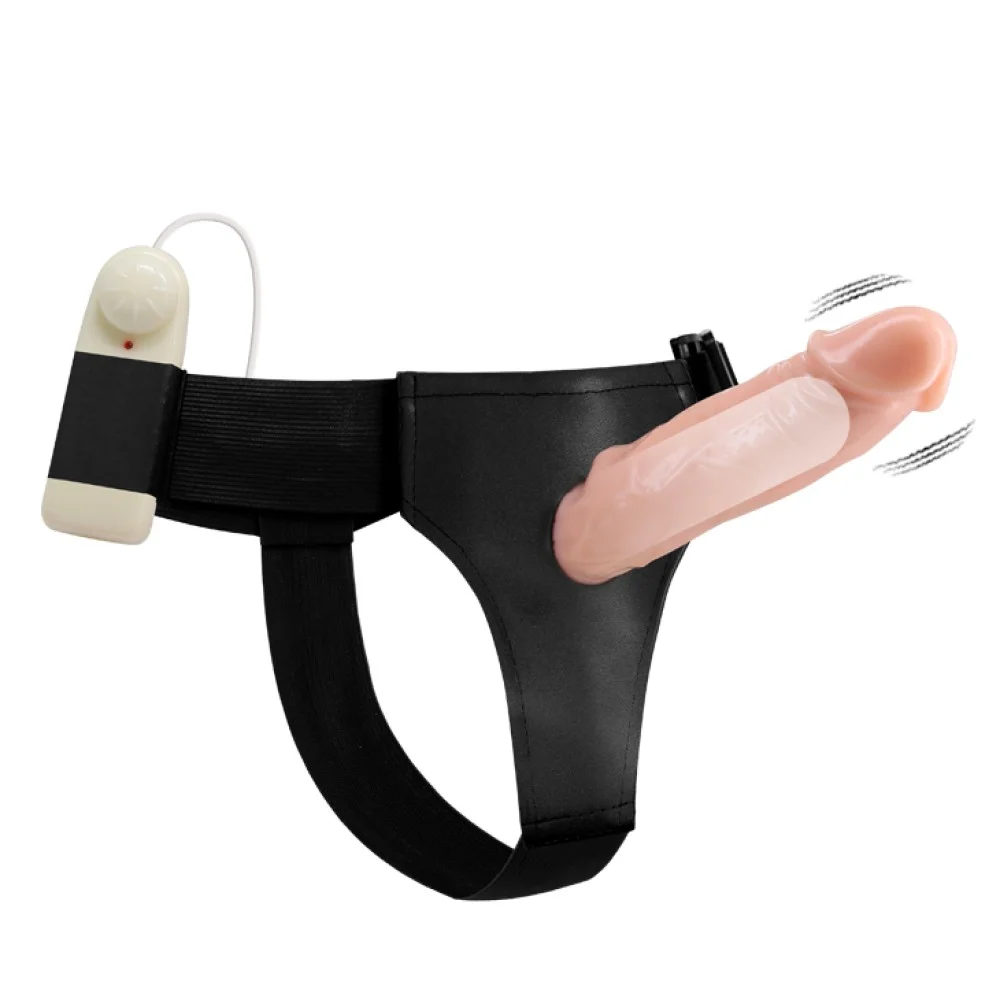 Вибриращ страпон с кухо дилдо, регулируем, 17см. - Baile Jessica Strap-on - Image 5