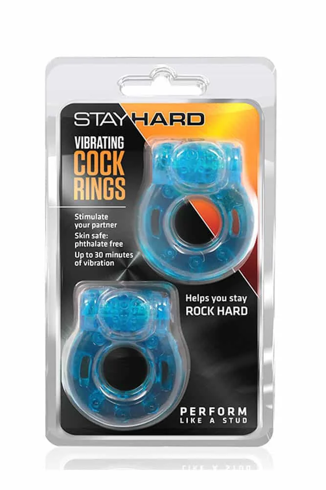 STAY HARD VIBRATING COCKRINGS 2PACK BLUE на супер цена в Passion.bg