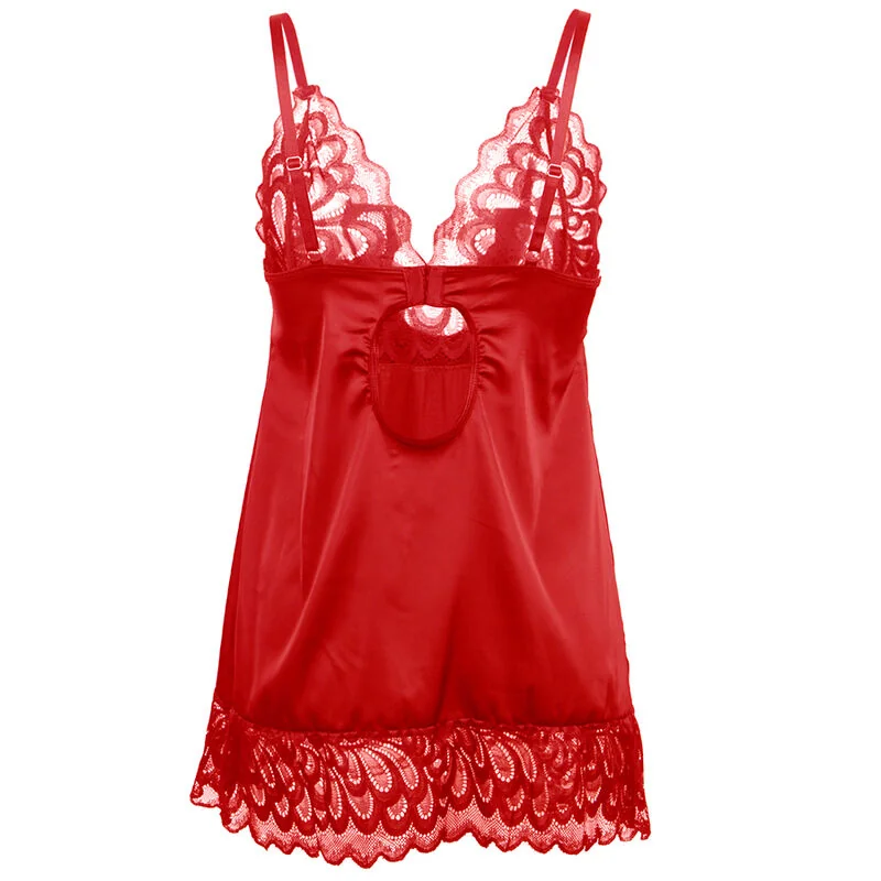 Секси нощница с деликатна червена дантела - Satin Babydoll Red L/XL - на супер цена в Passion.bg — 4