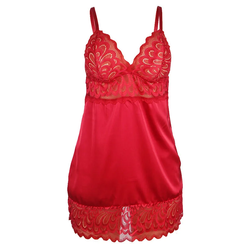 Секси нощница с деликатна червена дантела - Satin Babydoll Red L/XL - на супер цена в Passion.bg — 5