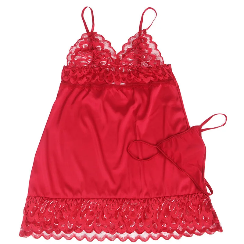Секси нощница с деликатна червена дантела - Satin Babydoll Red L/XL - на супер цена в Passion.bg — 6