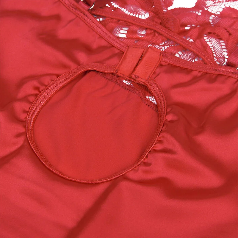 Секси нощница с деликатна червена дантела - Satin Babydoll Red L/XL - на супер цена в Passion.bg — 7