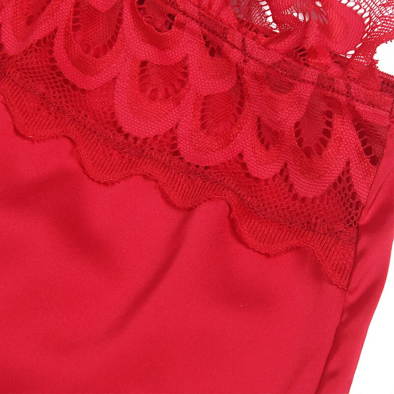 Секси нощница с деликатна червена дантела - Satin Babydoll Red L/XL - на супер цена в Passion.bg — 10