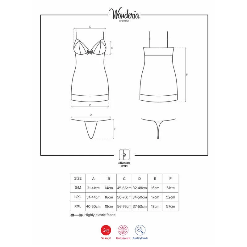 съблазнителна нощница и прашки - Wonderia Chemise S/M - на супер цена в Passion.bg — 4