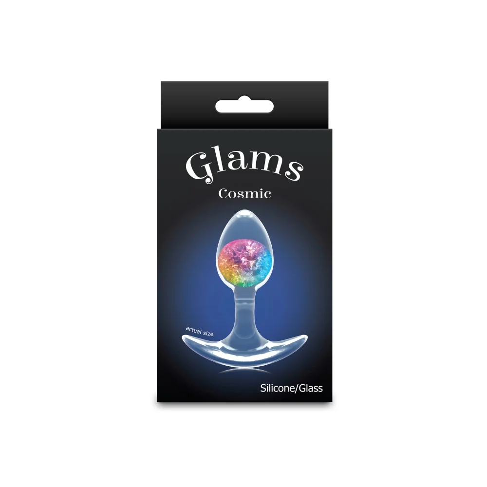 Анален плъг с бляскаво стъклено ядро, 8,1см. - Cosmic Glams Small Rainbow - Image 5