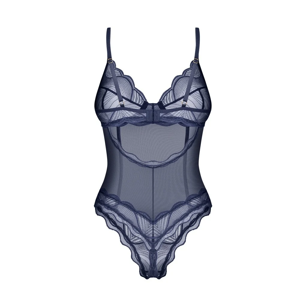 Еротично боди с отворено дъно, изискано синьо - Nightly Blue Teddy XS/S - Image 7