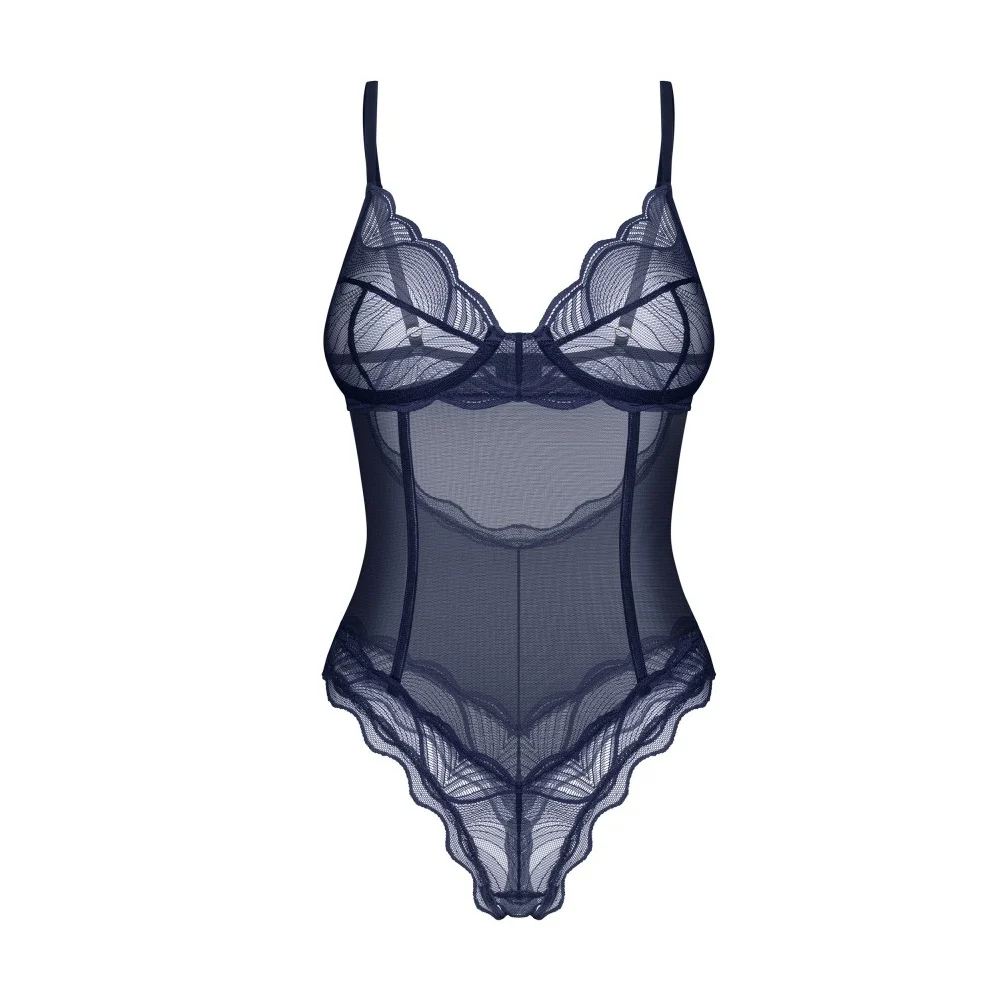 Еротично боди с отворено дъно, изискано синьо - Nightly Blue Teddy XS/S - Image 8