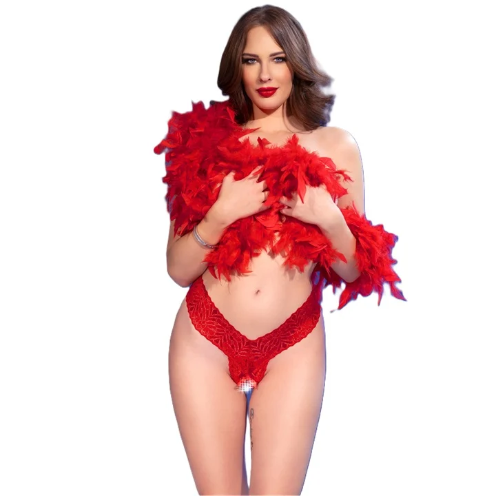 Еротични прашки с отворено дъно, размер L - CR 4885 Thong Red
