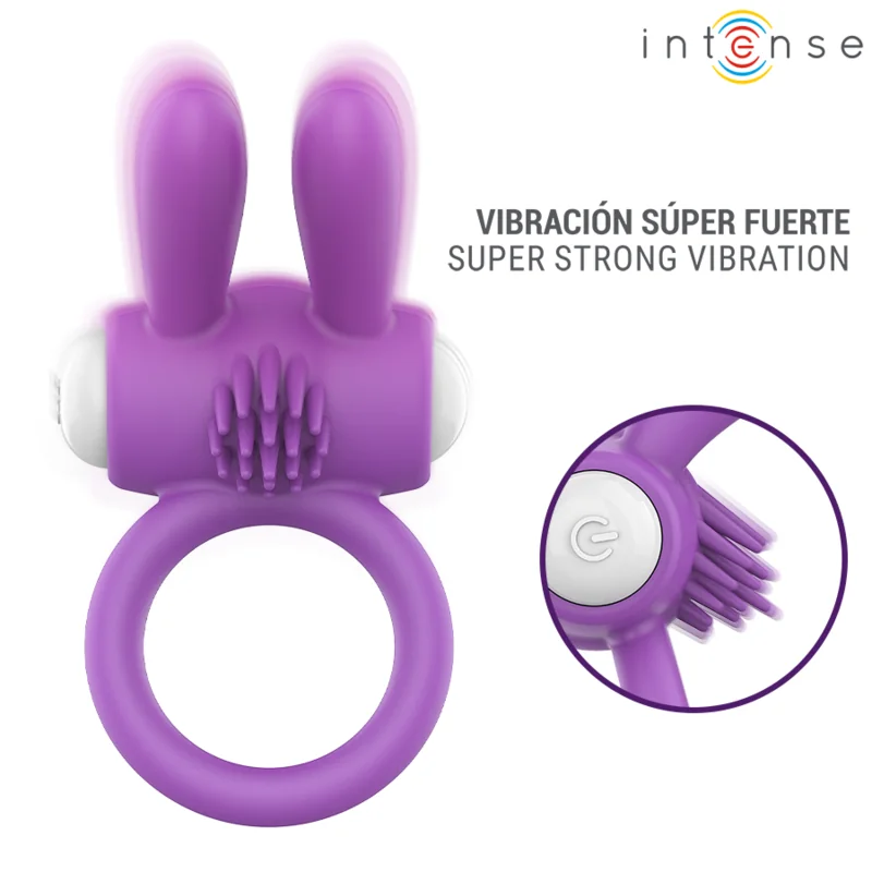 INTENSE - HOPPS VIBRATING PENIS RING WITH CLITORAL STIMULATION PURPLE — 3