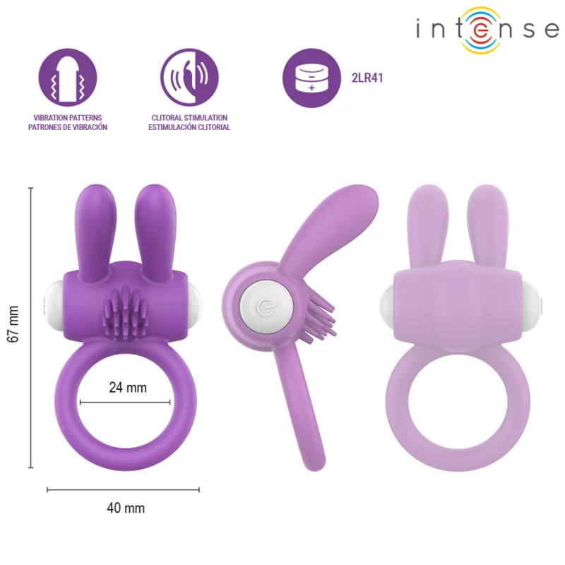 INTENSE - HOPPS VIBRATING PENIS RING WITH CLITORAL STIMULATION PURPLE — 4