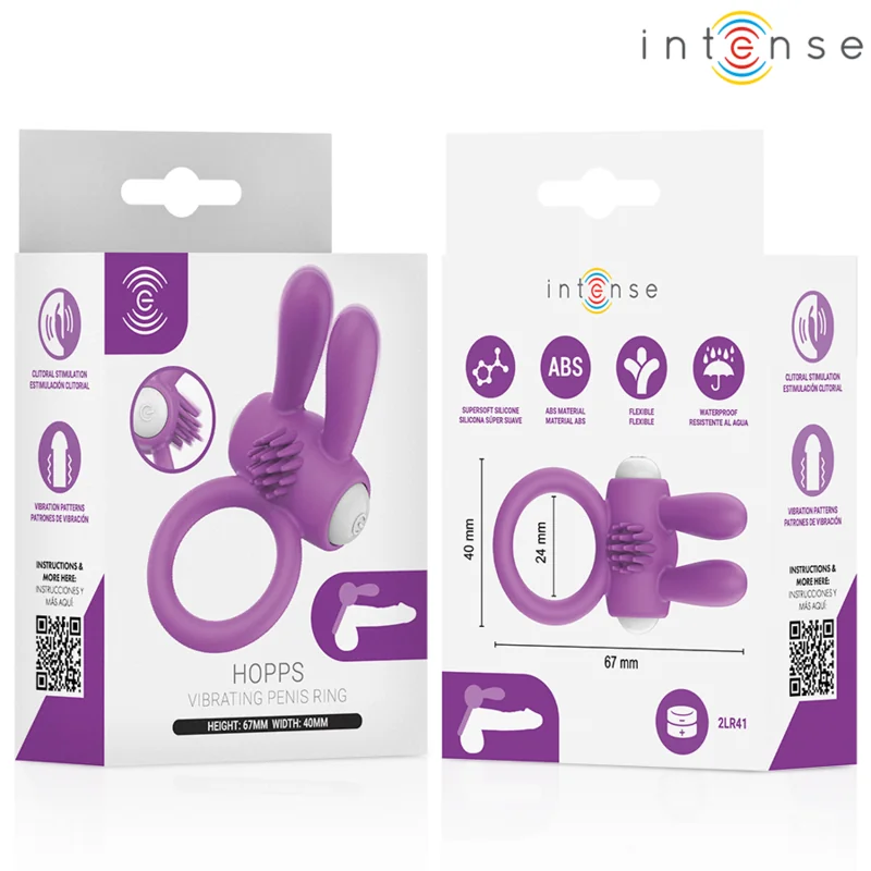 INTENSE - HOPPS VIBRATING PENIS RING WITH CLITORAL STIMULATION PURPLE — 5
