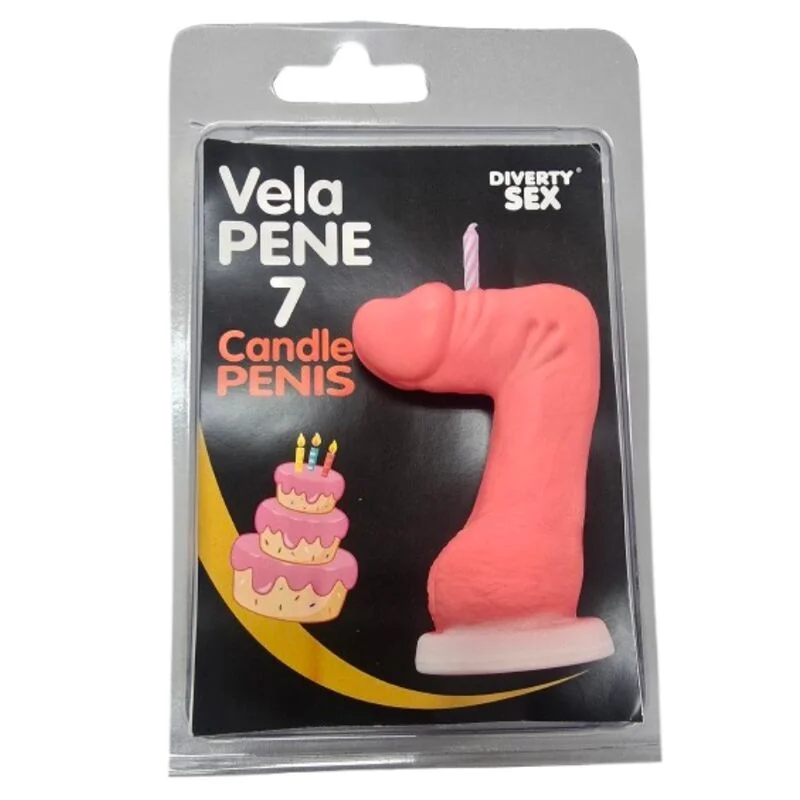 DIABLO PICANTE - PENIS CANDLE IN THE SHAPE OF THE NUMBER 7  PINK COLOR