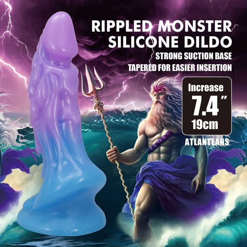 POWER MONSTERS - ATLANTEANS REALISTIC DILDO WITH SUCTION CUP 19 CM Ø 5 CM BLUE & PURPLE — 9