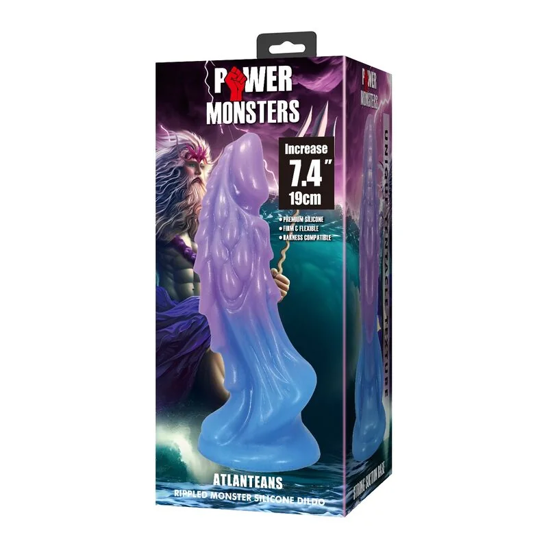 POWER MONSTERS - ATLANTEANS REALISTIC DILDO WITH SUCTION CUP 19 CM Ø 5 CM BLUE & PURPLE — 3