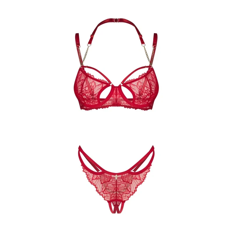 Комплект секси бельо с отворени прашки и златни детайли – Matildea Set S/M - Image 3