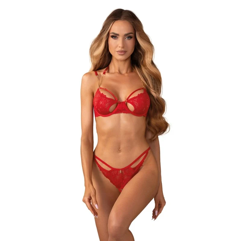 Комплект секси бельо с отворени прашки и златни детайли – Matildea Set S/M
