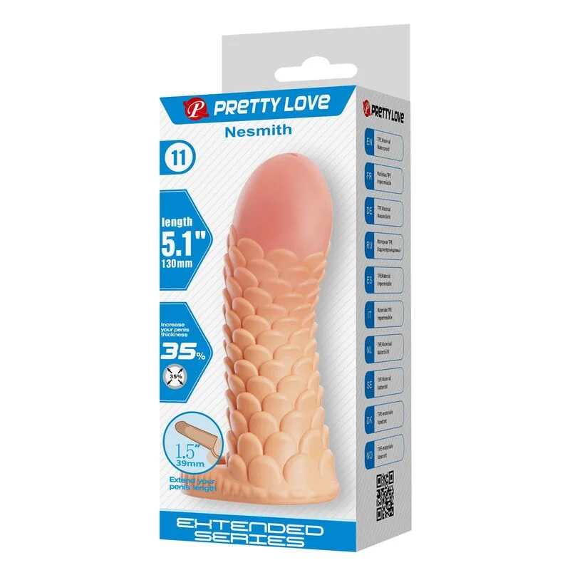 PRETTY LOVE - NESMITH PENIS EXTENSION SLEEVE 13 CM Ø 3.8 CM NATURAL — 7