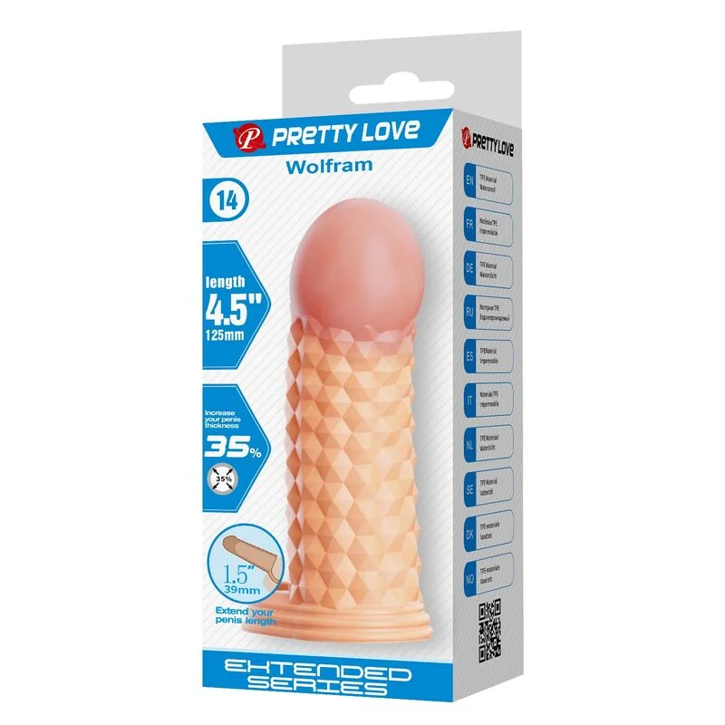 PRETTY LOVE - WOLFRAM PENIS EXTENSION SLEEVE 11.5 CM Ø 3.8 CM NATURAL — 7