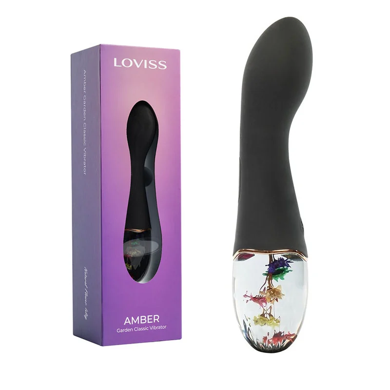 G-точка вибратор с флорална основа и извит връх, 18,2см. – Amber Garden Vibrator