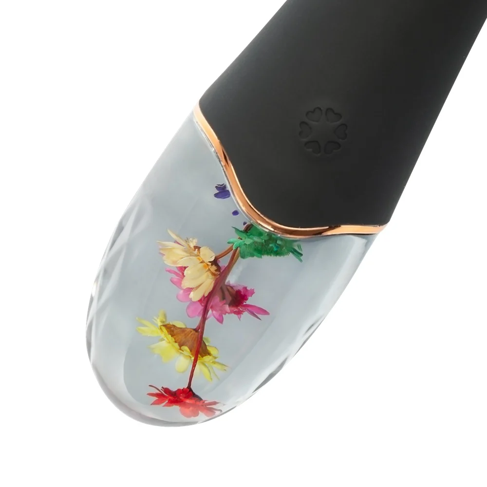 G-точка вибратор с флорална основа и извит връх, 18,2см. – Amber Garden Vibrator - Image 8