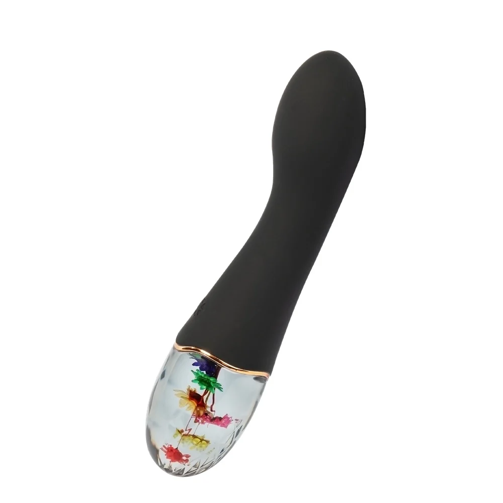 G-точка вибратор с флорална основа и извит връх, 18,2см. – Amber Garden Vibrator - Image 4