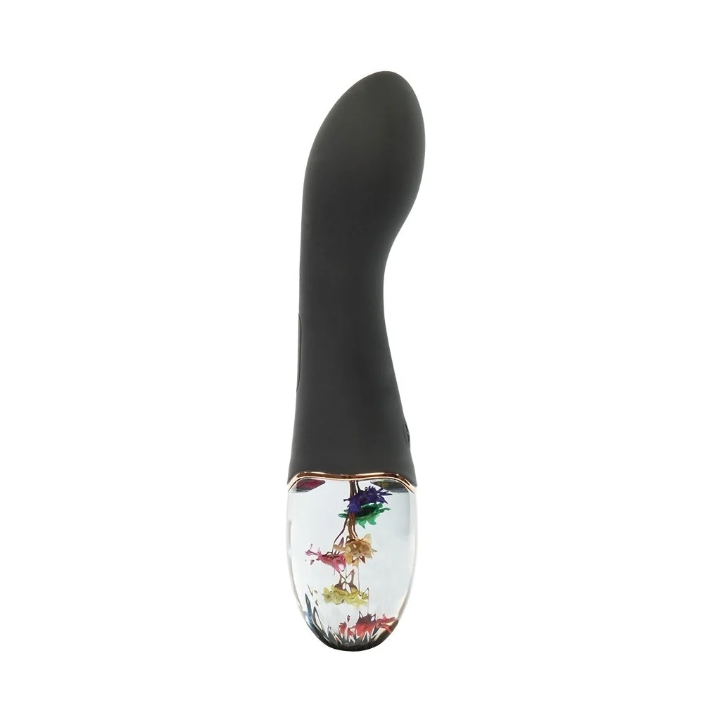 G-точка вибратор с флорална основа и извит връх, 18,2см. – Amber Garden Vibrator - Image 3
